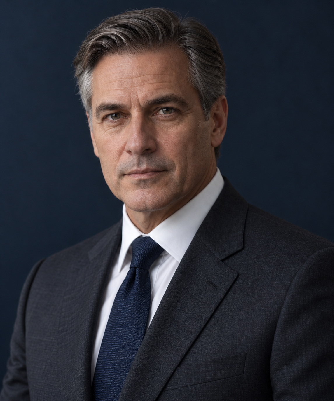 AI-generated portrait of fictional spokesperson Adrian Blackwell