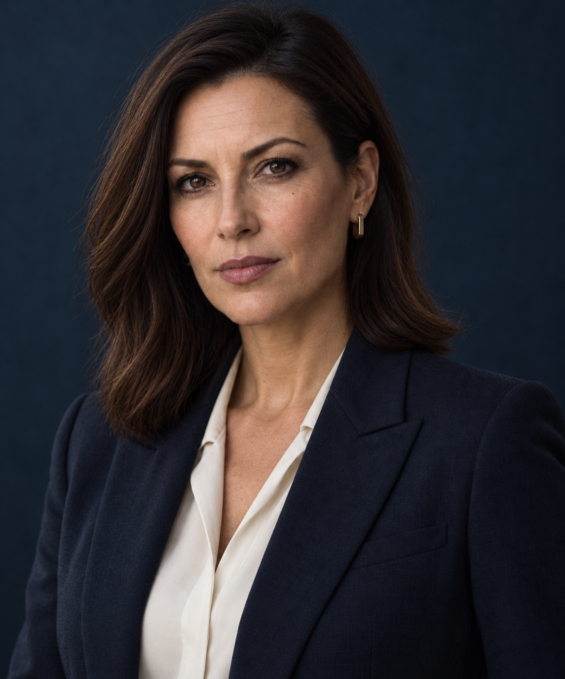 AI-generated portrait of fictional spokesperson Elena Voss